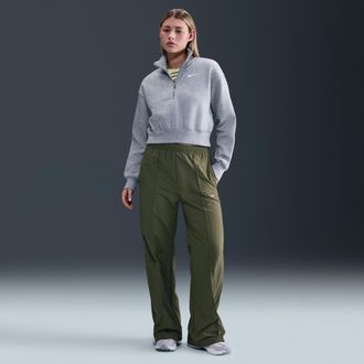 Nike Womens Nike Sportswear Everything Wovens Mid-Rise Open-Hem Pants in Green | FQ3588-222