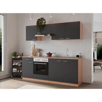 Respekta Cucina blocco cucina blocco cucina cucina componibile faggio grigio Gerda 210 cm Respecta