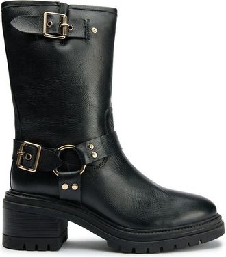 Sole Womens Grunge Biker Boots - Black Leather - Size UK 4