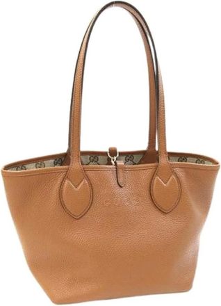 Gucci Pre-owned Tote Bags, female, Brown, Size: ONE SIZE Pre-owned Canvas Tote Bag