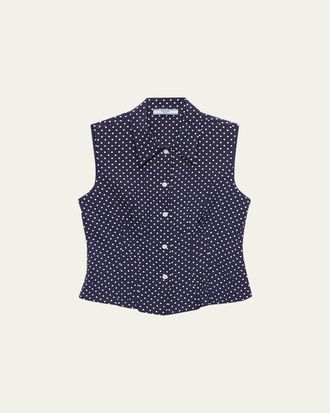 Prada Silk Sleeveless Polka Dot Top