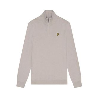 Lyle & Scott Mid Knits Cotton Merino Quarter Zip Jumper - Heren - Truien - Grijs - Maat: 2XL Katoen