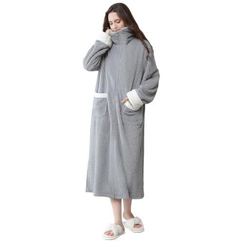 Peignoir à Capuche Ceinturé Soft & Cuddly - Taille S/M, Gris, Polyester - Longueur ~89 Cm - Occasion Très Bon état