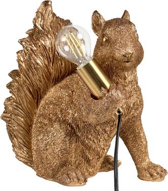 Beliani Lámpara de mesa con temática animal lámpara de noche con forma de ardilla lámpara de lectura para dormitorio dorada Pinoli