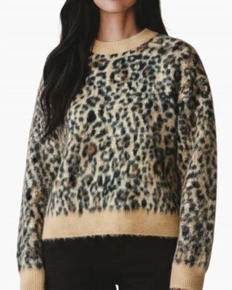 Nili Lotan Zamira Cashmere Silk Sweater In Camel Leopard