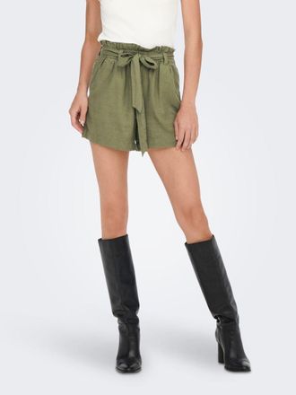 Jacqueline de Yong Shorts JDY JDYSAY MW LINEN SHORTS WVN NOOS, Damen, Gr. 34 (XS), N-Gr, gr&uuml;n (kalamata), Web, Obermaterial: 55% Leinen, 45% Viskose, regular fit kurz, H