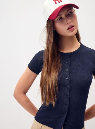 Twik Womens Finely ribbed button-up T-shirt