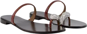 Giuseppe Zanotti Womens Morpheus Sandals - Giuseppe Zanotti Leather Brown Calfskin Shoes Flat-Shoes