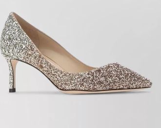 Jimmy Choo London glitter leather pumps