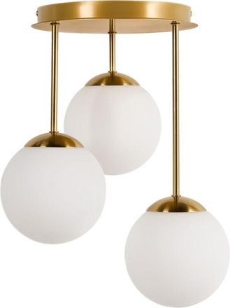 Beliani 3 Light Pendant Lamp RIANA Glass Metal Brass