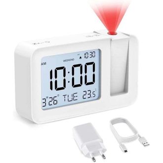 OEM Reloj Despertador Con Proyector De Techo, Reloj Despertador Digital Con Sensor De Temperatura Interior, 4 Niveles De Brillo De Proyecci&oacute;n Ajustables, 
