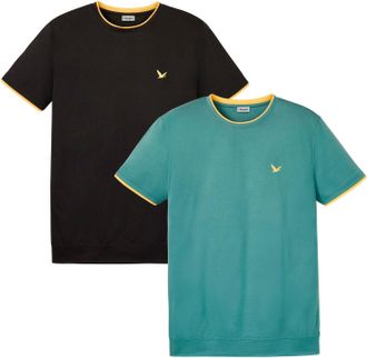 Bonprix T-Shirt BONPRIX T-Shirt (2er Pack), Herren, Gr. 60/62 (XXL), schwarz (schwarz, graugr&uuml;n), Obermaterial: 100% Baumwolle, regular fit, Shirts T-Shirt, r