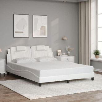 vidaXL Estructura De Cama Viana Sin Colch&oacute;n Cuero Sint&eacute;tico Blanco 160x200cm Vidaxl