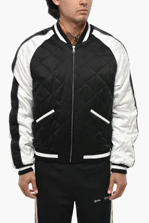 Palm Angels Quilted Sukajan Bomber With Back Embroidery Palm Angels