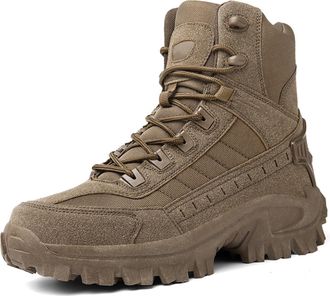 Generic Men Platform Trainers High Top Hiking Boots Anti Slip Sneakers Solid Color Outdoor Athletic Shoes Running Sneaker Labour Insurance Shoes Casual Shoe F