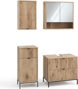Vicco Conjunto De Muebles De Ba&ntilde;o Eliza, Roble Vikingo, 4 Partes, Vicco