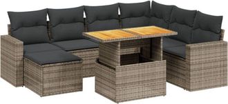 vidaXL Vidaxl - Set De Sof&aacute;s De Jard&iacute;n 8 Pzas Y Cojines Rat&aacute;n Sint&eacute;tico Gris