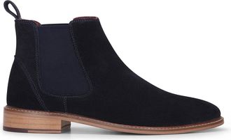 London Brogues London Brogues Mens Navy Blue Suede Leather Chelsea Boots