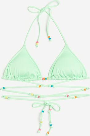 H&M Wattiertes Triangel-Bikinitop - Green