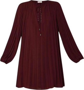 Liu Jo Geplooide polyester jurk - Dames - Korte kleedjes - Rood - S - Polyester - Kleedjes