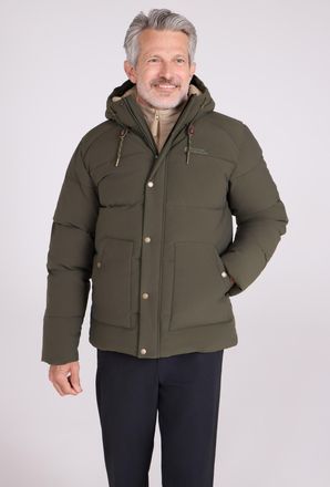 Mountain Warehouse Manta Mens Borg Lined Jacket Isotherm Water Resistant Padded Coat Khaki - Size 2XS