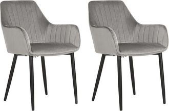 Beliani Set di 2 sedie da pranzo in velluto grigio Wellston