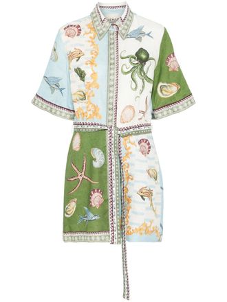 Alemais Bath House mini dress - women - Cotton/Flax - 8 - Green