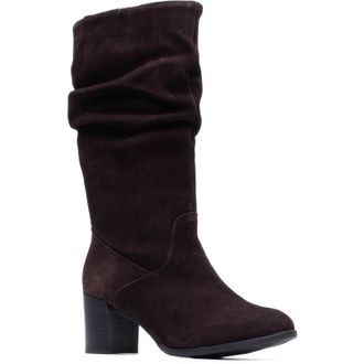 Hush Puppies Cosima Su&egrave;de Dames Chocolade Hiel Kniehooglaarzen