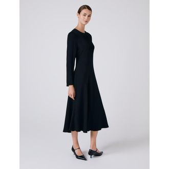 Ghost London Cora Crepe Tie Front Midi Dress in Black at Nordstrom, Size 12