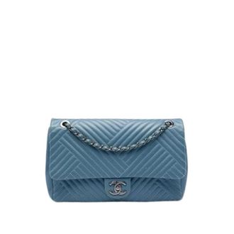 Chanel Pre-owned Vintage Quilted Shoulder Bag - Dames - Pre-owned - Blauw - Maat: ONE Size Leer