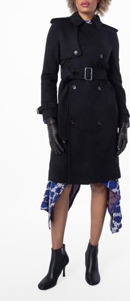Burberry Notched-Lapel Belted Cashmere Trench Coat, Brand Size 8 ( US Size 6 )