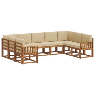 vidaXL Conjunto De Sof&aacute;s De Exterior Con Coj&iacute;n 9 Pcs Natural Y Beige Vidaxl