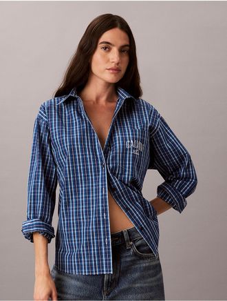 Calvin Klein Jeans Calvin Klein Womens Cotton Poplin Relaxed Shirt - Blue - XL