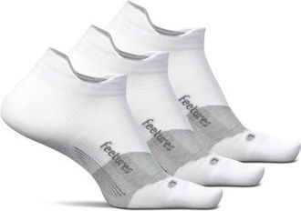 Feetures Elite Ultra Light Cushion Ankle Socks Sport Sock with Targeted Compression in Snow White at Nordstrom, Size Large