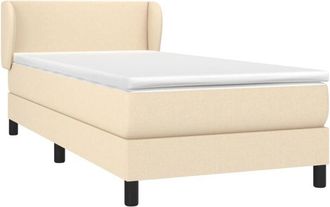 vidaXL Cama Box Spring Con Colch&oacute;n Tela Color Crema 100x200 Cm Vidaxl