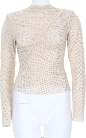 Self Portrait Long-Sleeve Slim Fit Mesh Top with Delicate Pattern