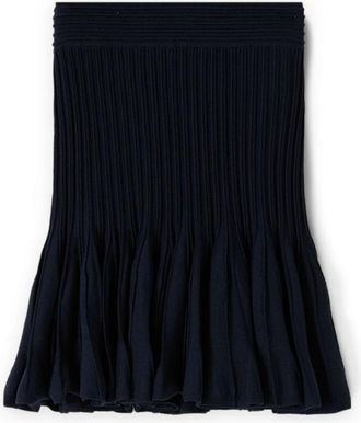 Motivi Uitlopende mini-rok van gebreide stof - Dames - Korte rokken - Blauw - M - Polyester - Rokken