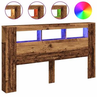 vidaXL Cabecero Con Led Madera Ingenier&iacute;a Envejecida 180x18,5x103,5 Cm Vidaxl