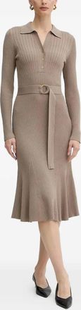 Marciano Abito midi a coste con cintura - Toni neutri