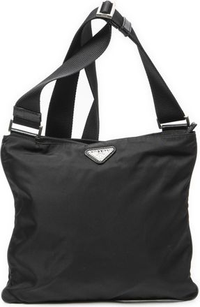 Prada Pre-owned Womens Square Flat Crossbody Shoulder Bag - Black - One Size