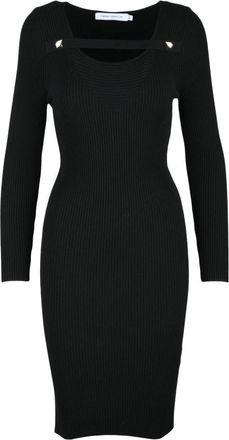 Simona Corsellini Dames, Jurken, Zwart, Maat: M Leer