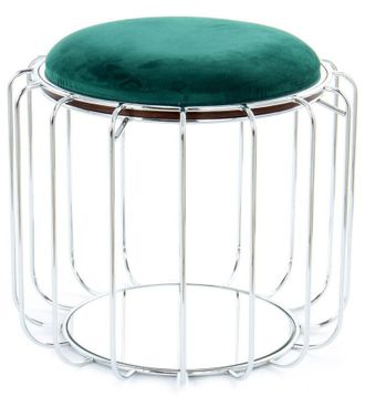 Alpha Collection Beistelltisch & Pouf Forte - Dunkelgr&uuml;n/Silber