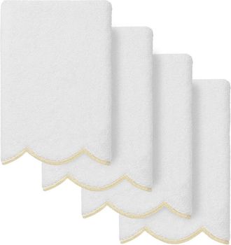 Linum Home Textiles 100% Turkish Cotton Adornia Scallop 4Pc Fingertip Towel Set