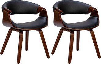 Clp Clp - Set De 2 Sillas De Comedor Foley Nogal/negro Simil Cuero