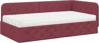 vidaXL Estructura De Cama En Esquina Rojo Vino 90 X 200 Cm Tela Vidaxl