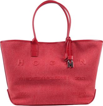 Hogan Address Shopping Leather Trim Tote Bag
