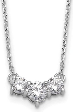 Diamond2Deal 14K White Gold Lab Grown Diamond 3 Stone Pendant Necklace 18 Clarity VS, Color G-H