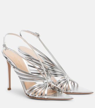 Gianvito Rossi Sandali slingback in pelle metallizzata