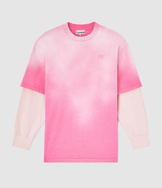 Ganni Tee-Shirt Heavy Cotton Jersey Washed Effect Chalk Pink