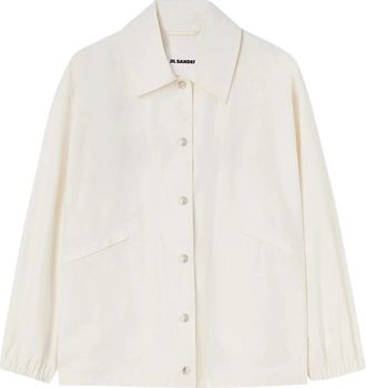 Jil Sander Shirtjack met logo-print - Dames - Zomerjassen - Wit - XS - Katoen - Jassen